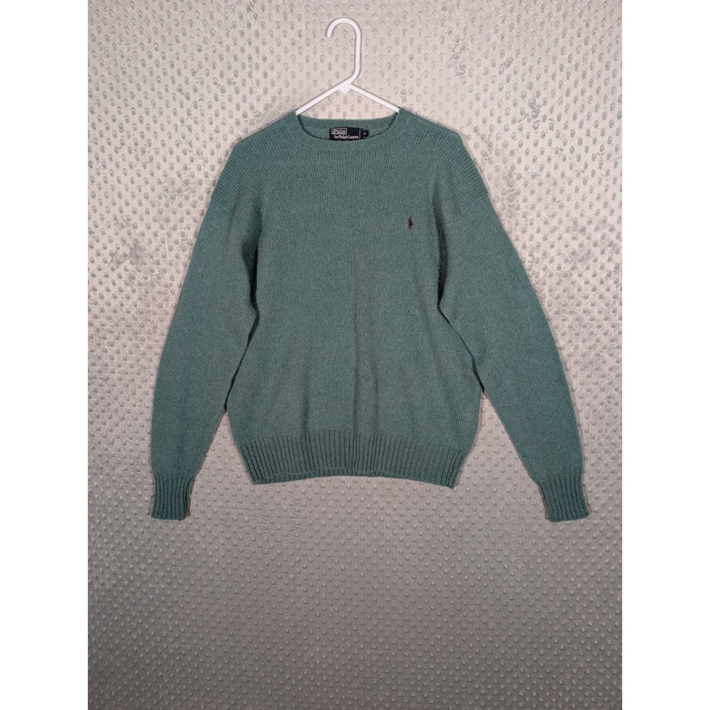 Vintage Polo Ralph Lauren 100% Wool Sweater Men's XL Scottish Yarn Teal Green